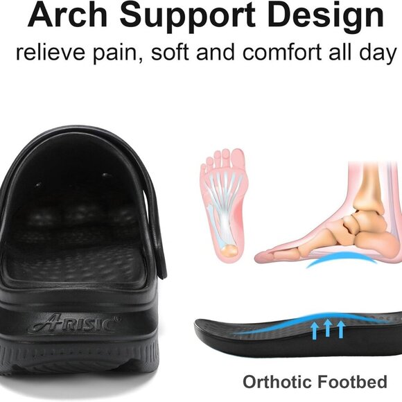 Garden Clogs Mens Womens Lightweight Arch Support Slippers with Removable Insole - Picture 2 of 6